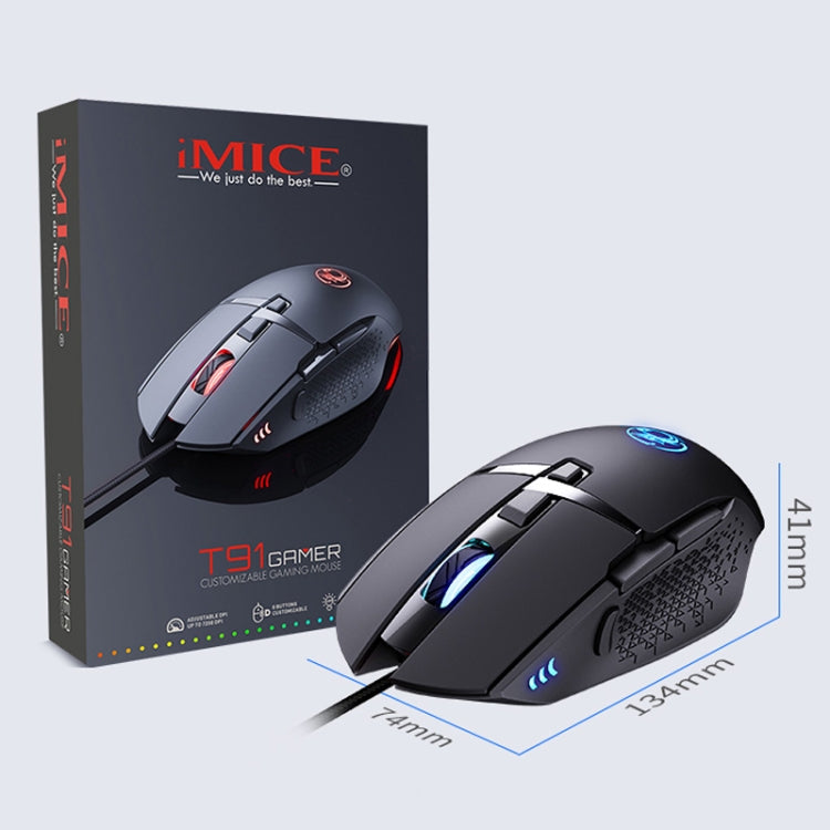iMICE T91 8 tasti 7200 DPI Mouse da gioco luminoso cablato USB, lunghezza cavo: 1,8 m