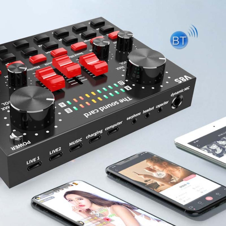 Scheda audio V8S Telefono cellulare Computer Anchor Live K Microfono per la registrazione di brani, English Version, V8S + Golden Net BM700 Set, V8S + Black Bet BM700 Set