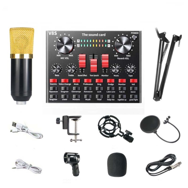 Scheda audio V8S Telefono cellulare Computer Anchor Live K Microfono per la registrazione di brani, English Version, V8S + Golden Net BM700 Set, V8S + Black Bet BM700 Set