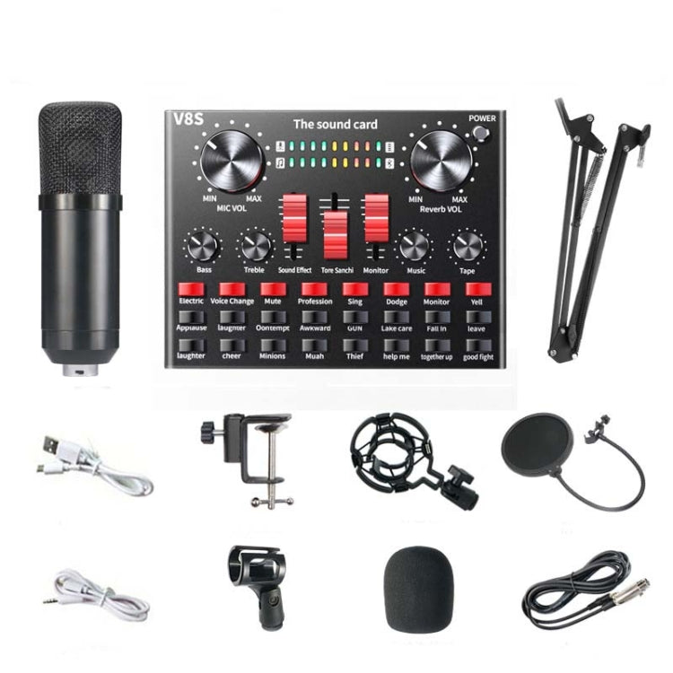 Scheda audio V8S Telefono cellulare Computer Anchor Live K Microfono per la registrazione di brani, English Version, V8S + Golden Net BM700 Set, V8S + Black Bet BM700 Set