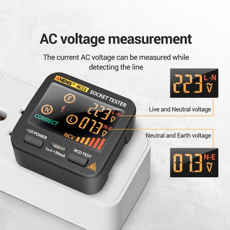 ANENG AC11 Tester per presa display digitale multifunzionale Tester per filo di terra elettrico