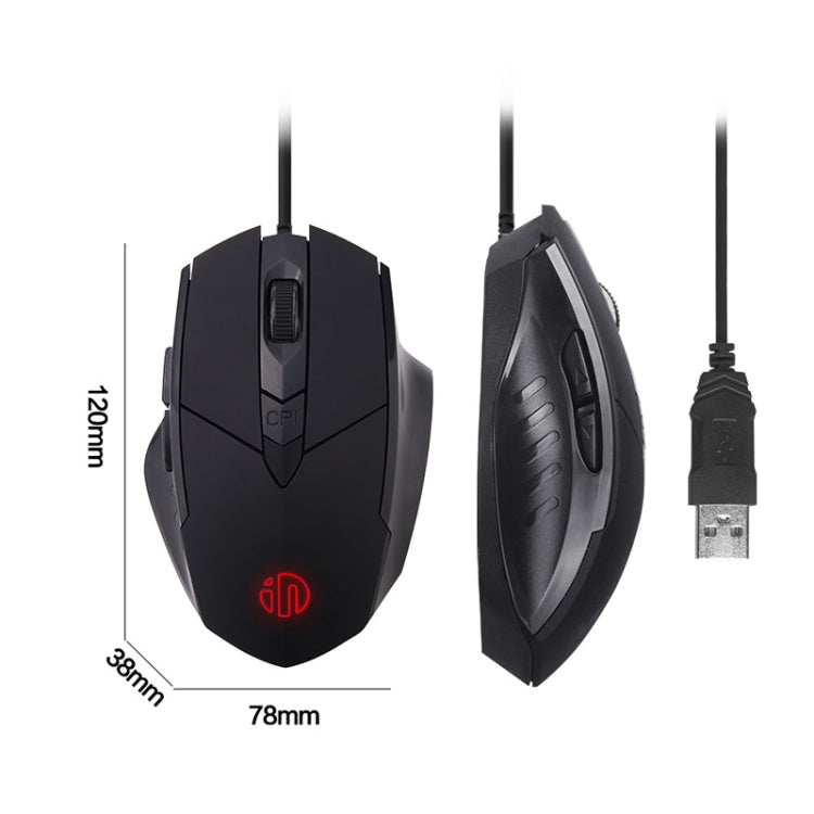 Mouse cablato illuminato Inphic PW1 Game Mute Macro Definition, lunghezza cavo: 1,5 m, Mute Black Business Version, Mute Black Game Version, Mute Red Game Version, Mute Titanium Gray Game Version