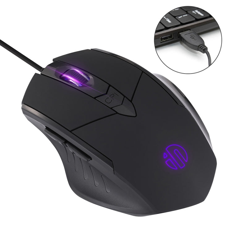 Mouse cablato illuminato Inphic PW1 Game Mute Macro Definition, lunghezza cavo: 1,5 m, Mute Black Business Version, Mute Black Game Version, Mute Red Game Version, Mute Titanium Gray Game Version