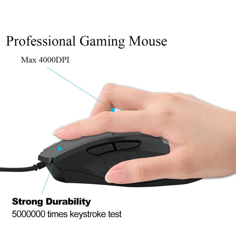 Mouse cablato illuminato Inphic PW1 Game Mute Macro Definition, lunghezza cavo: 1,5 m, Mute Black Business Version, Mute Black Game Version, Mute Red Game Version, Mute Titanium Gray Game Version