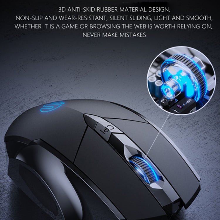 Mouse cablato illuminato Inphic PW1 Game Mute Macro Definition, lunghezza cavo: 1,5 m, Mute Black Business Version, Mute Black Game Version, Mute Red Game Version, Mute Titanium Gray Game Version