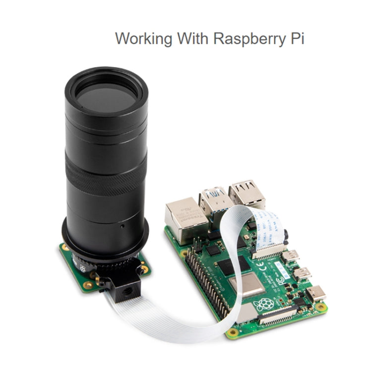 Lente per microscopio industriale Waveshare 100X, attacco C/CS, per fotocamera Raspberry Pi HQ, Microscope Lens