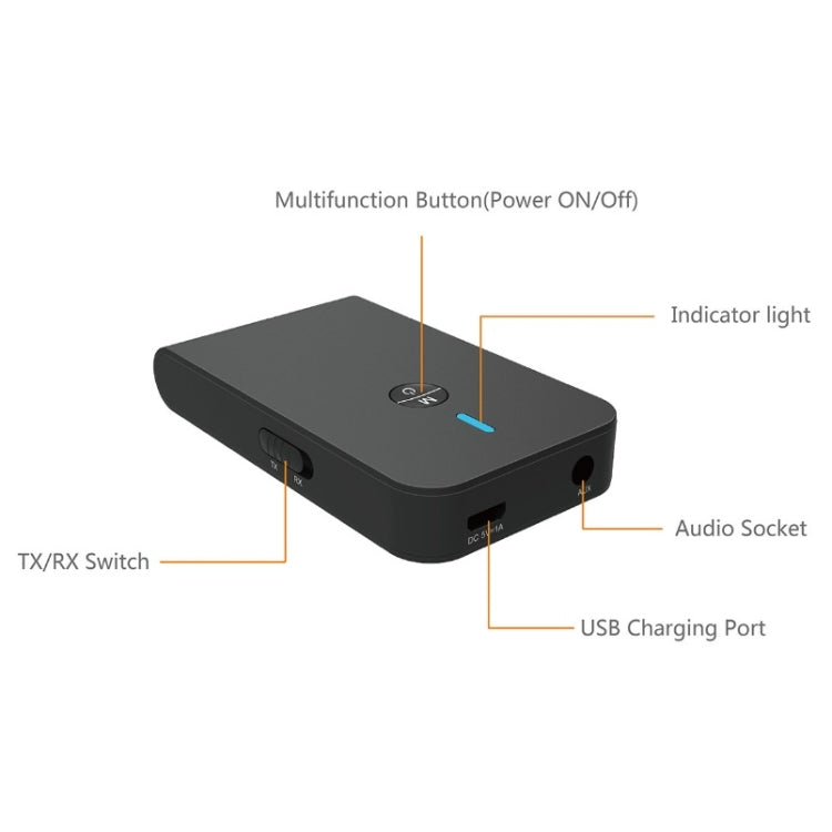 BT-6 2 in 1 Ricevitore e trasmettitore Adattatore audio Bluetooth 5.0, BT-6