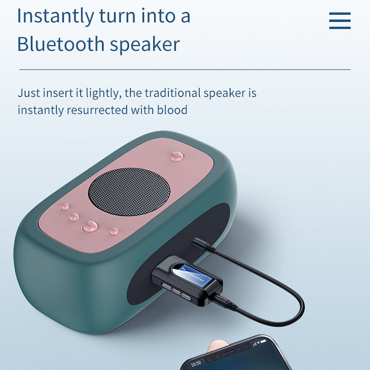 BT201 Bluetooth 5.0 USB 2 in 1 Trasmettitore ricevitore audio Bluetooth con display LCD, Bluetooth Audio Receiver Transmitter with LCD Display