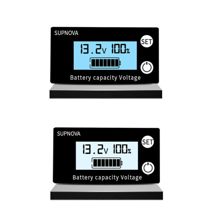 SUPNOVA DC 8-100V Indicatore di capacità della batteria Voltmetro Indicatore di tensione, Stile:, White, White + Alarm + Temperature, Blue, Blue +Alarm + Temperature