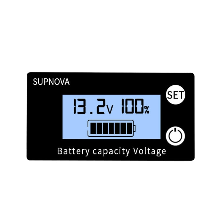 SUPNOVA DC 8-100V Indicatore di capacità della batteria Voltmetro Indicatore di tensione, Stile:, White, White + Alarm + Temperature, Blue, Blue +Alarm + Temperature