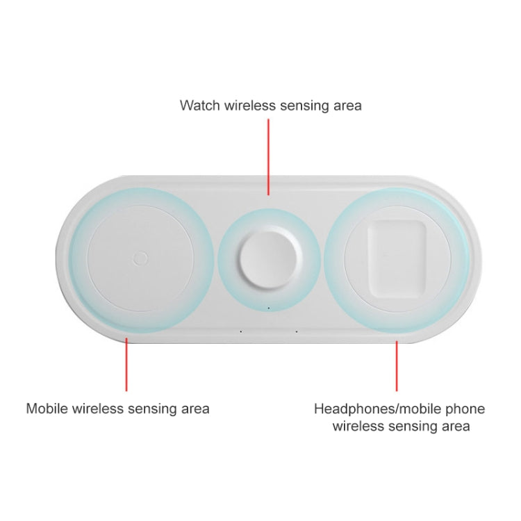 KT-W50A8 Caricabatterie wireless con staffa multifunzione 3 in 1 da 10 W per iPhone / iWatch / AirPods