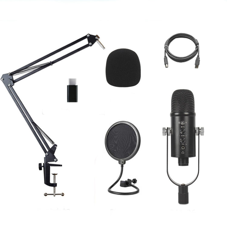 BM-86 Microfono a condensatore USB Registrazione vocale Microfono per computer Set di apparecchiature per trasmissione dal vivo, Standard, Cantilever Bracket Set, Standard+Small Blowout Prevention Net