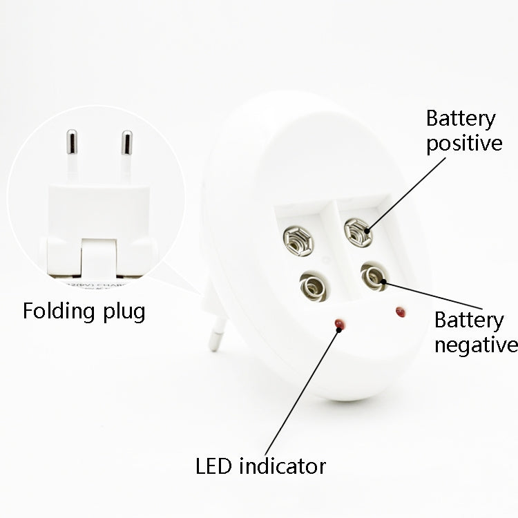 Batteria ricaricabile agli ioni di litio da 9 V. Caricabatterie per batterie al litio 6F22 da 9 V, US Plug, EU Plug