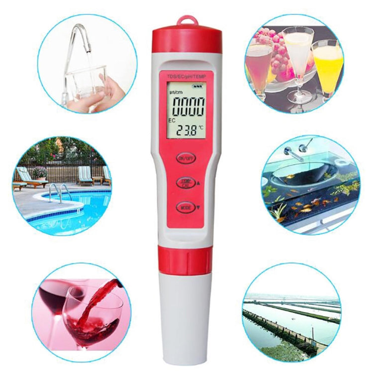 Tester portatile 4 in 1 PH/TDS/EC/TEMP Tester multifunzionale per la qualità dell'acqua, 4-in-1 Test Pen