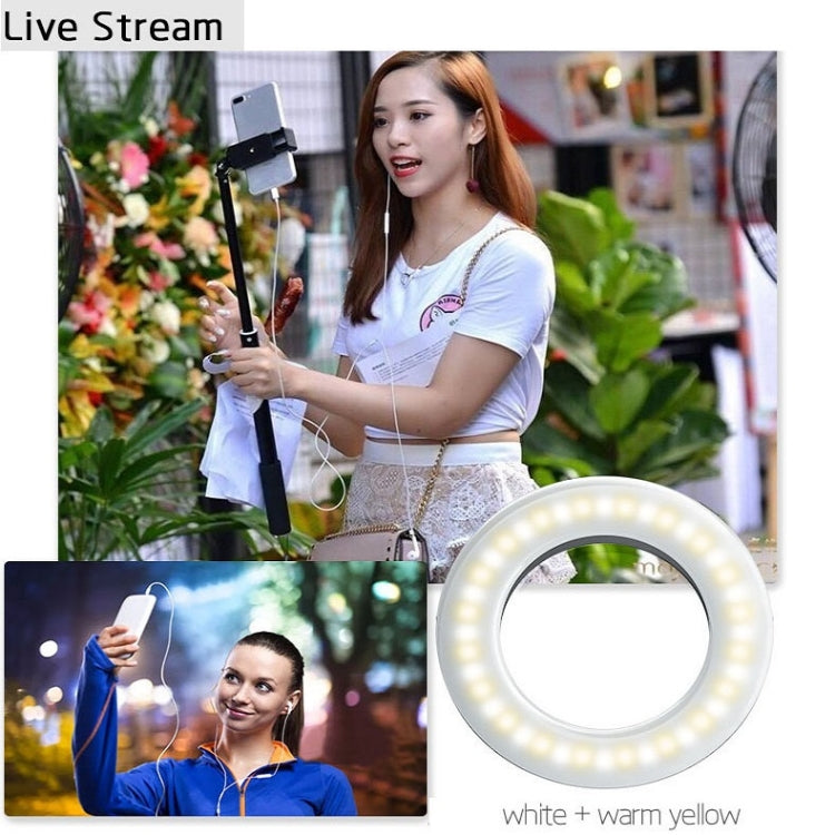 Luce di riempimento dell'anello di bellezza a LED per selfie dal vivo per telefono cellulare, White, Pink, Black