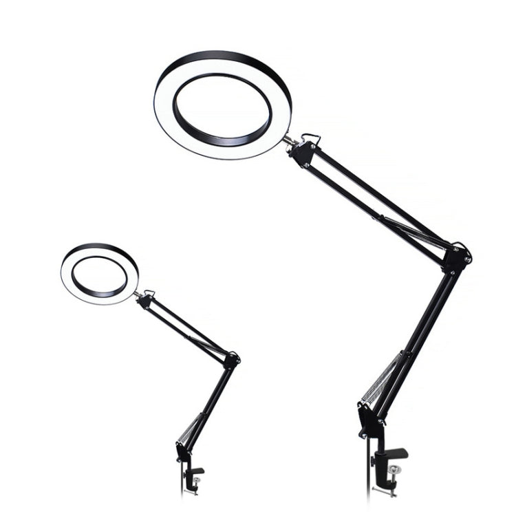 Protezione per gli occhi a LED Luce per libro da lettura Clip pieghevole USB Lente d'ingrandimento Luce per manutenzione elettronica, 5X-S (Black)