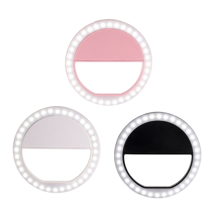 Torcia LED a forma di anello per telefono cellulare con luce di riempimento per selfie da 2 pezzi per fotografie dal vivo, White, Black, Pink