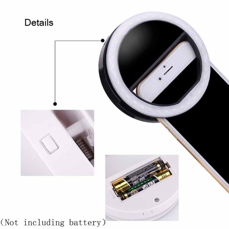 Torcia LED a forma di anello per telefono cellulare con luce di riempimento per selfie da 2 pezzi per fotografie dal vivo, White, Black, Pink