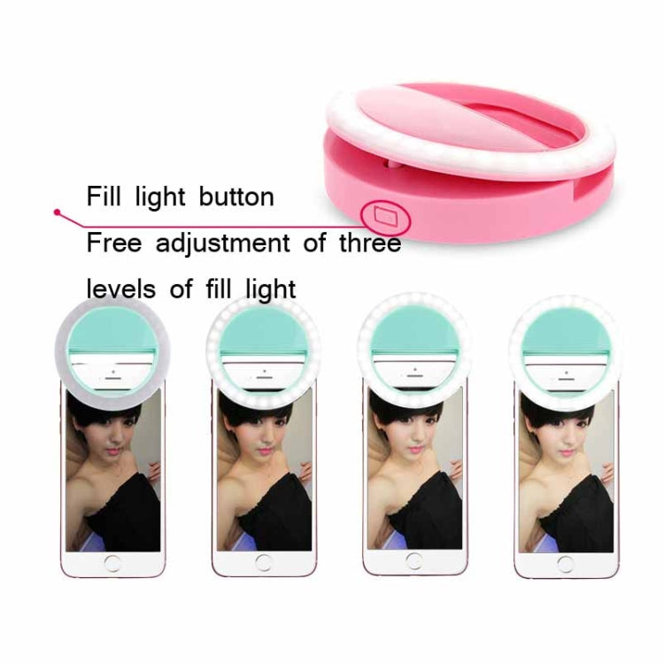 Torcia LED a forma di anello per telefono cellulare con luce di riempimento per selfie da 2 pezzi per fotografie dal vivo, White, Black, Pink