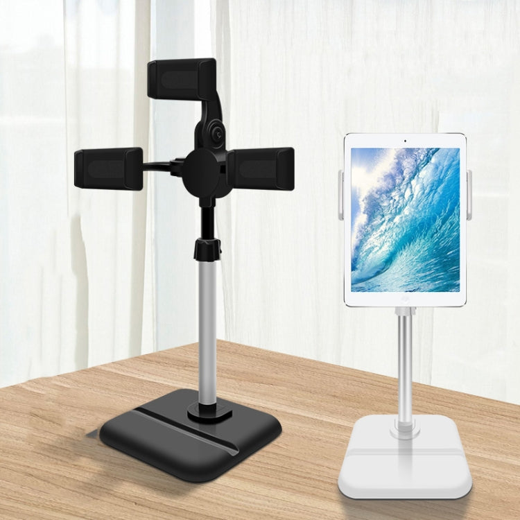 Staffa per telefono cellulare tablet desktop con regolazione telescopica, specifica:, K06 Three-seat (Black), K06 Three-seat (White), K07 Three-seat With Fill Light (Black), K07 Three-seat With Fill Light (White), K05 Flat Plate (Black Gray)