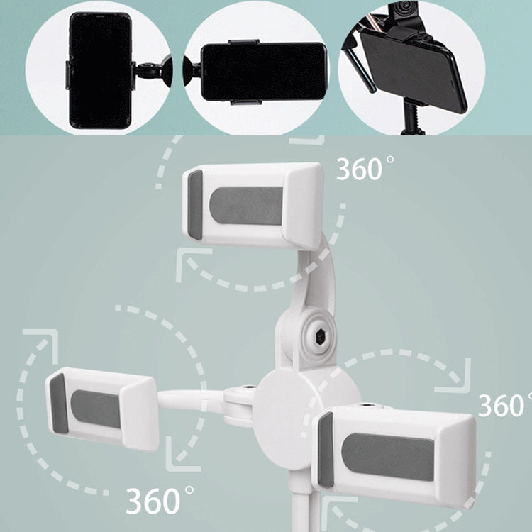 Staffa per telefono cellulare tablet desktop con regolazione telescopica, specifica:, K06 Three-seat (Black), K06 Three-seat (White), K07 Three-seat With Fill Light (Black), K07 Three-seat With Fill Light (White), K05 Flat Plate (Black Gray)