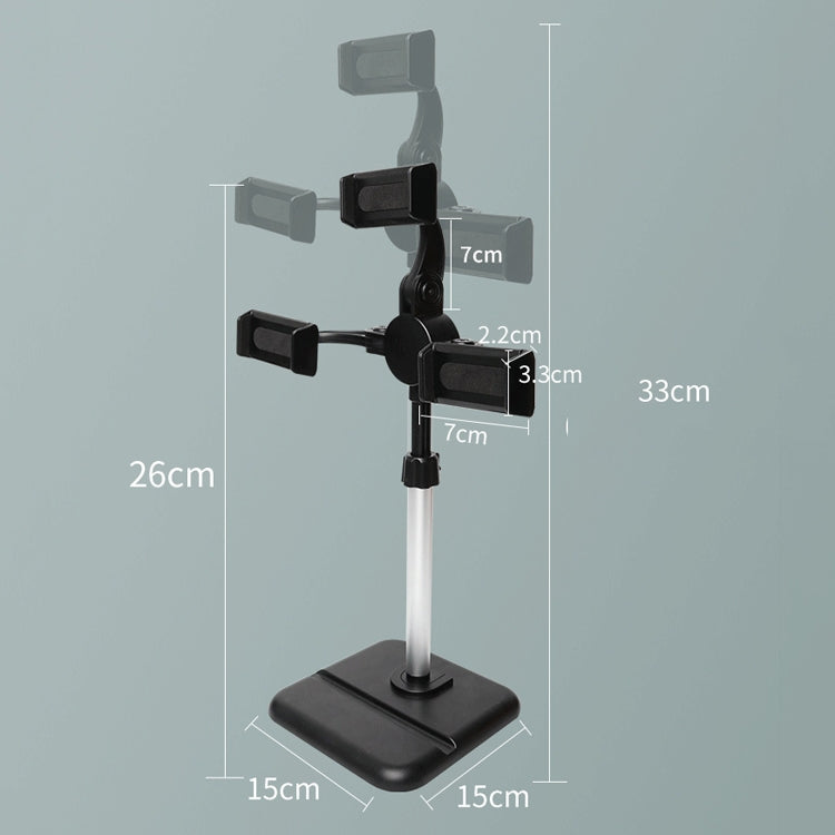 Staffa per telefono cellulare tablet desktop con regolazione telescopica, specifica:, K06 Three-seat (Black), K06 Three-seat (White), K07 Three-seat With Fill Light (Black), K07 Three-seat With Fill Light (White), K05 Flat Plate (Black Gray)