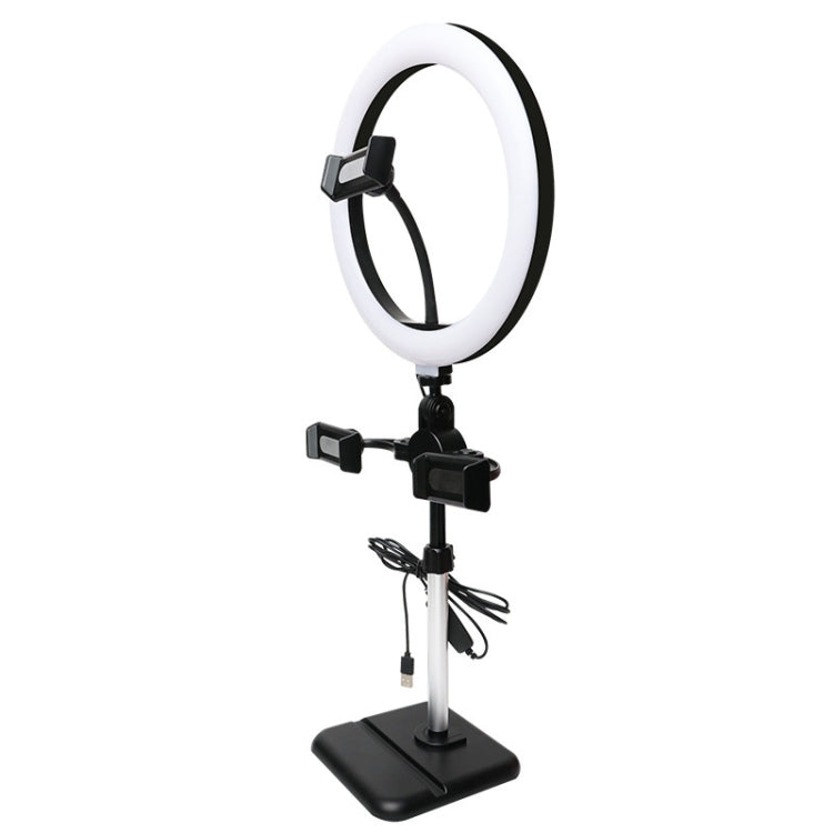 Staffa per telefono cellulare tablet desktop con regolazione telescopica, specifica:, K06 Three-seat (Black), K06 Three-seat (White), K07 Three-seat With Fill Light (Black), K07 Three-seat With Fill Light (White), K05 Flat Plate (Black Gray)