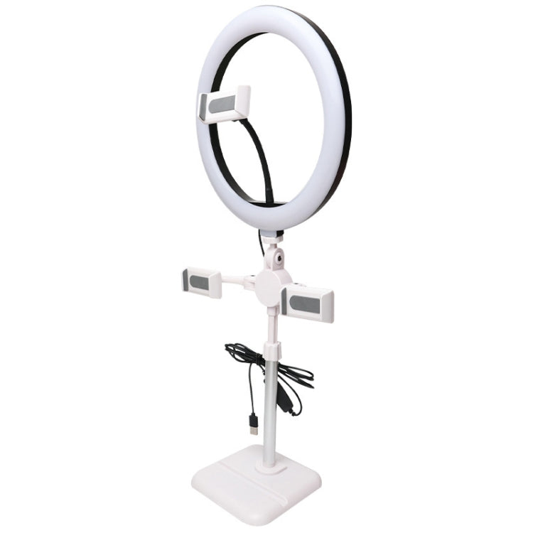 Staffa per telefono cellulare tablet desktop con regolazione telescopica, specifica:, K06 Three-seat (Black), K06 Three-seat (White), K07 Three-seat With Fill Light (Black), K07 Three-seat With Fill Light (White), K05 Flat Plate (Black Gray)