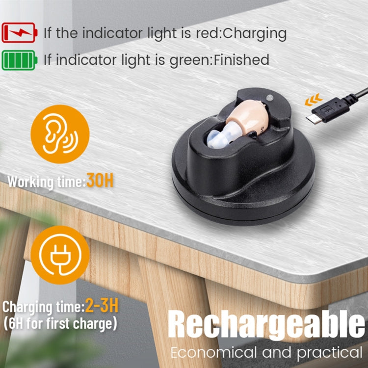 Z-12 Apparecchio acustico con amplificatore audio in-ear ricaricabile con caricatore per base USB, Z-12