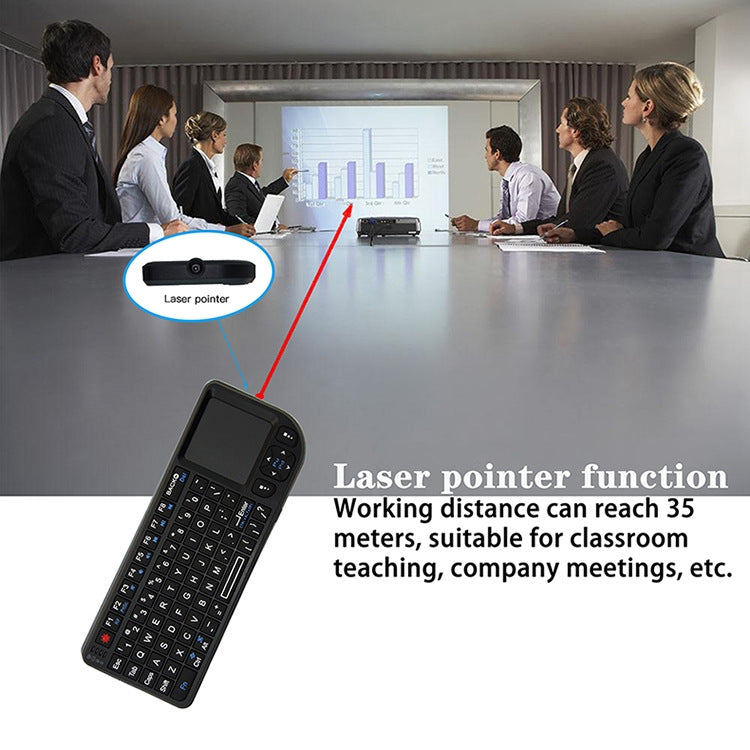 Mini mouse e tastiera wireless A8 con tastiera touchpad laser, English White Backlight, English Colorful Backlight