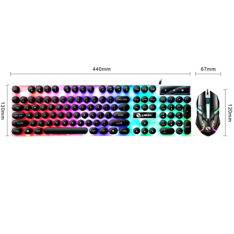 LIMEIDE GTX300 Tastiera mouse cablata USB con cappuccio rotondo retrò da 104 tasti, lunghezza cavo: 1,4 m, Punk Single Keyboard White, Punk Single Keyboard Black, Punk Set White, Punk Set Black