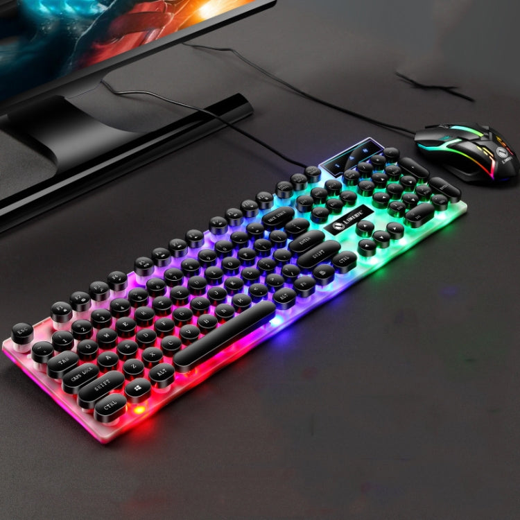 LIMEIDE GTX300 Tastiera mouse cablata USB con cappuccio rotondo retrò da 104 tasti, lunghezza cavo: 1,4 m, Punk Single Keyboard White, Punk Single Keyboard Black, Punk Set White, Punk Set Black