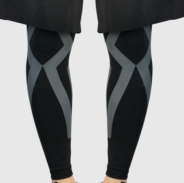 Un paio di ginocchiere sportive HX022, compressione elastica, protezione per cosce e polpacci, basket all'aperto, calcio, equitazione, M (Black / Gray), L (Black / Gray), XL (Black / Gray), M (Black / Green), L (Black / Green), XL (Black / Green)