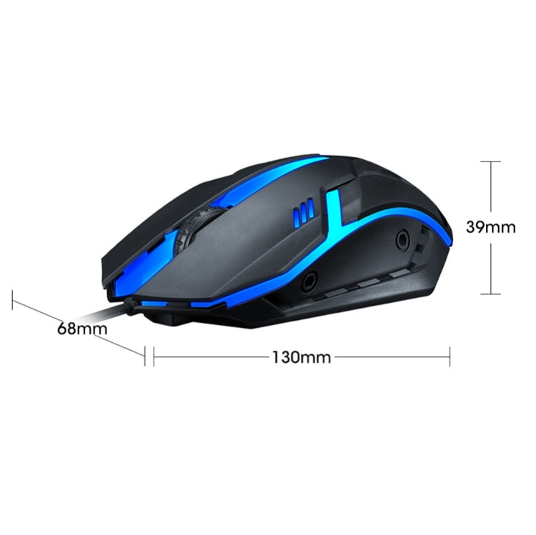 2 PCS T-WOLF V1 Interfaccia USB Mouse cablato a 3 pulsanti 1200 DPI Mouse da gioco retroilluminato a 7 colori, lunghezza cavo: 1,35 m