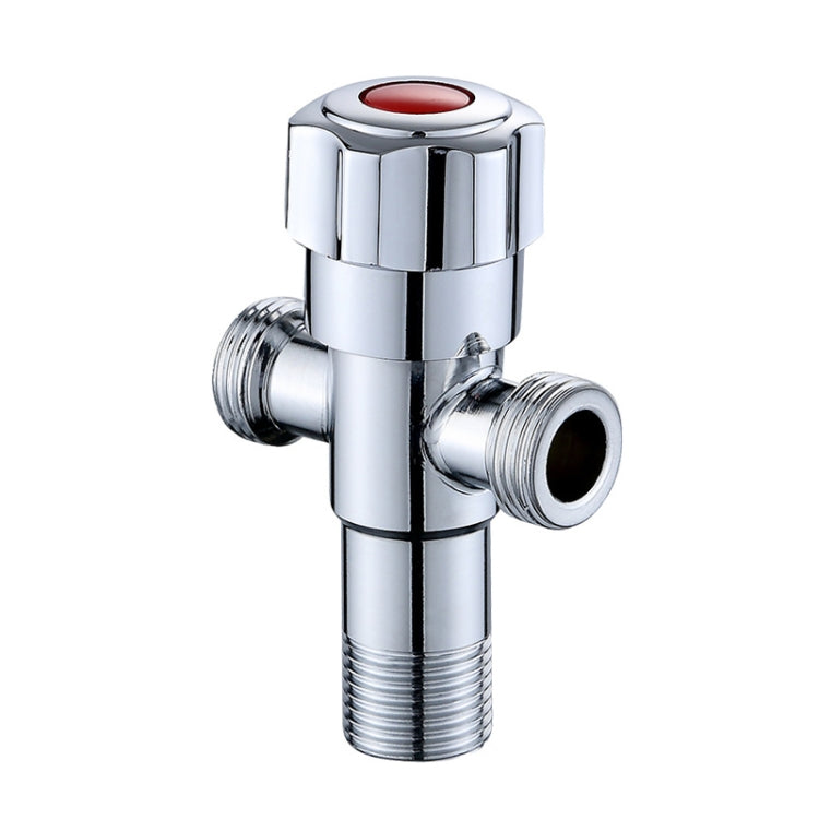 Valvola ad angolo di trafilatura galvanica da 2 pezzi in acciaio inossidabile con doppia uscita, maniglia singola, doppio controllo, 1 ingresso e 2 uscite, Plated, Drawing, Three Round Plated Cold Water, Three Round Plated Hot Water