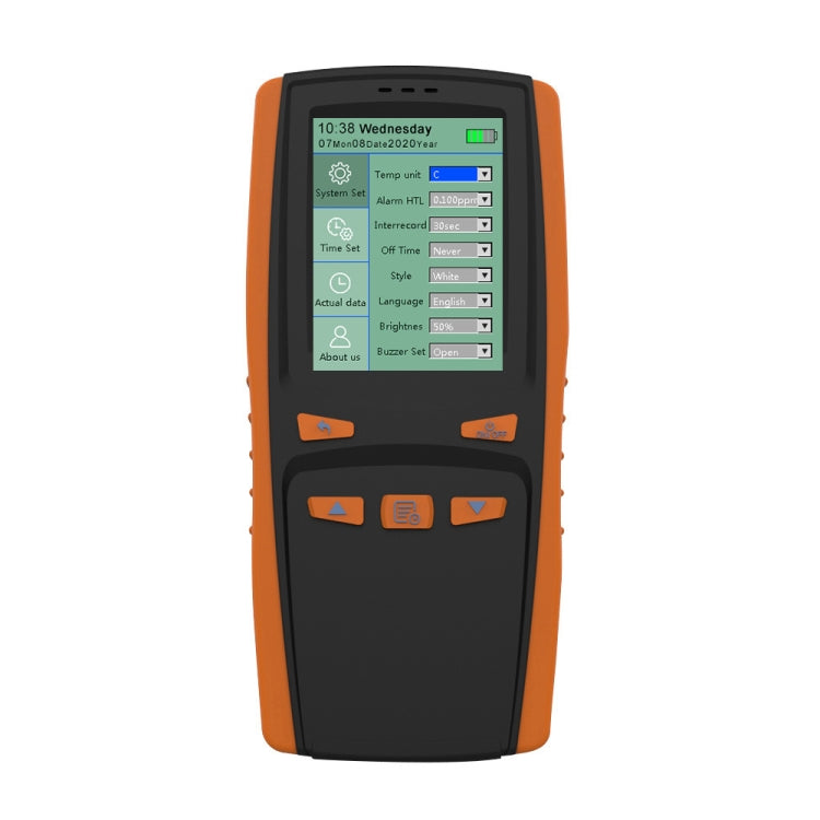 DM509-O3 Analizzatore di ozono portatile portatile Rilevatore di gas di ozono O3 Misuratore di ozono con sensore intelligente, Black Orange