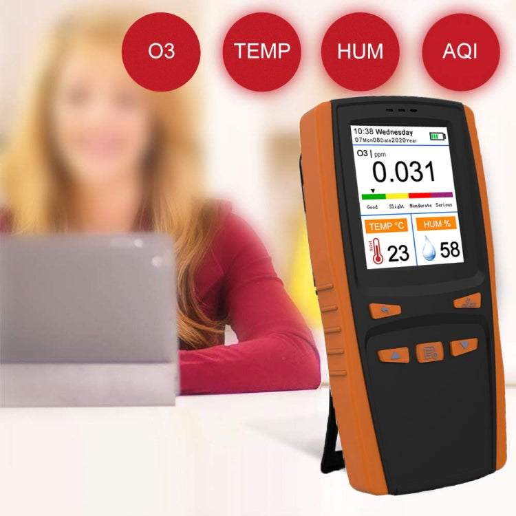 DM509-O3 Analizzatore di ozono portatile portatile Rilevatore di gas di ozono O3 Misuratore di ozono con sensore intelligente, Black Orange