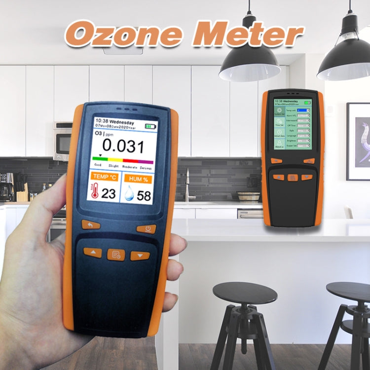 DM509-O3 Analizzatore di ozono portatile portatile Rilevatore di gas di ozono O3 Misuratore di ozono con sensore intelligente, Black Orange