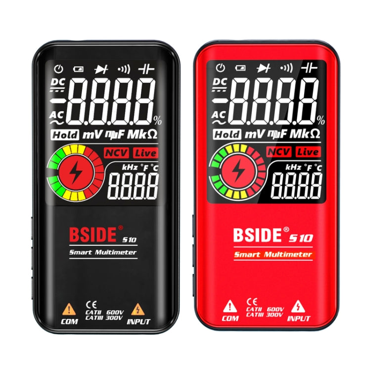 Multimetro digitale BSIDE 9999 conta display a colori LCD misuratore di diodi di capacità di tensione CC CA, S10 Dry Battery Version (Black), S10 Dry Battery Version (Red), S11 Recharge Version (Black), S11 Recharge Version (Red)