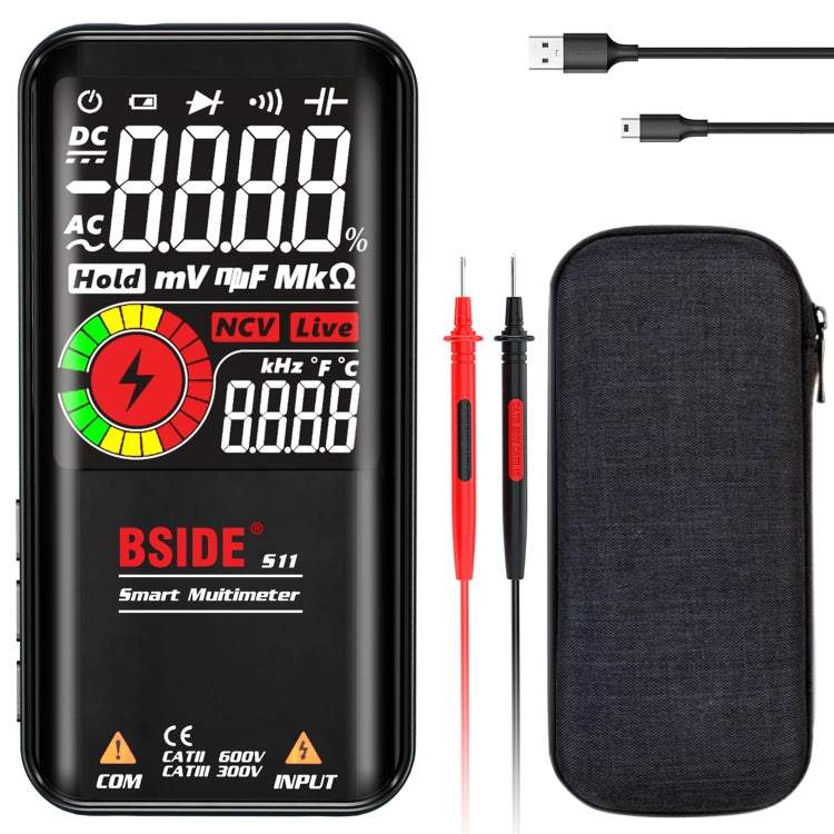Multimetro digitale BSIDE 9999 conta display a colori LCD misuratore di diodi di capacità di tensione CC CA, S10 Dry Battery Version (Black), S10 Dry Battery Version (Red), S11 Recharge Version (Black), S11 Recharge Version (Red)