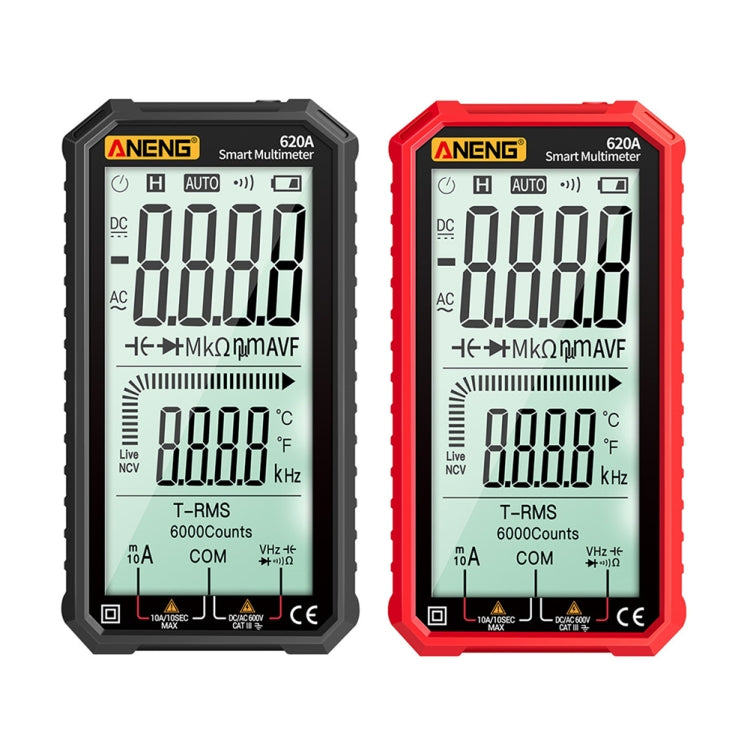 Multimetro digitale intelligente a schermo intero ANENG 620A, Black, Red