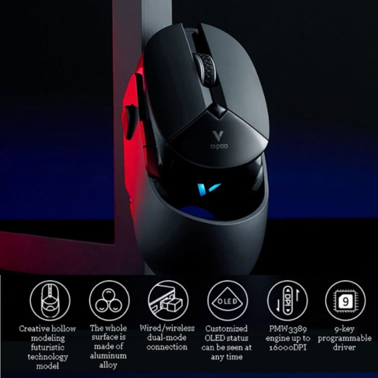 Rapoo VT960 1600 DPI 7 tasti Dual Mode Macro Programmabile Symphony RGB Mouse da gioco wireless retroilluminato