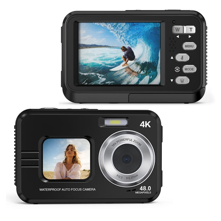 WDC901 Fotocamera digitale per sport all'aria aperta a doppio schermo HD da 48 MP impermeabile da 3,5 m, US Plug, UK Plug, EU Plug, AU Plug