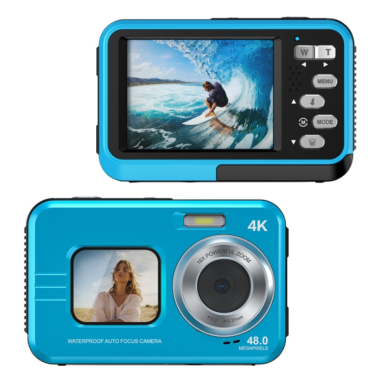 WDC901 Fotocamera digitale per sport all'aria aperta a doppio schermo HD da 48 MP impermeabile da 3,5 m, US Plug, UK Plug, EU Plug, AU Plug