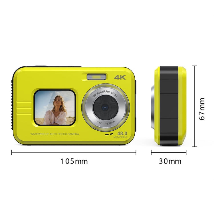 WDC901 Fotocamera digitale per sport all'aria aperta a doppio schermo HD da 48 MP impermeabile da 3,5 m, US Plug, UK Plug, EU Plug, AU Plug