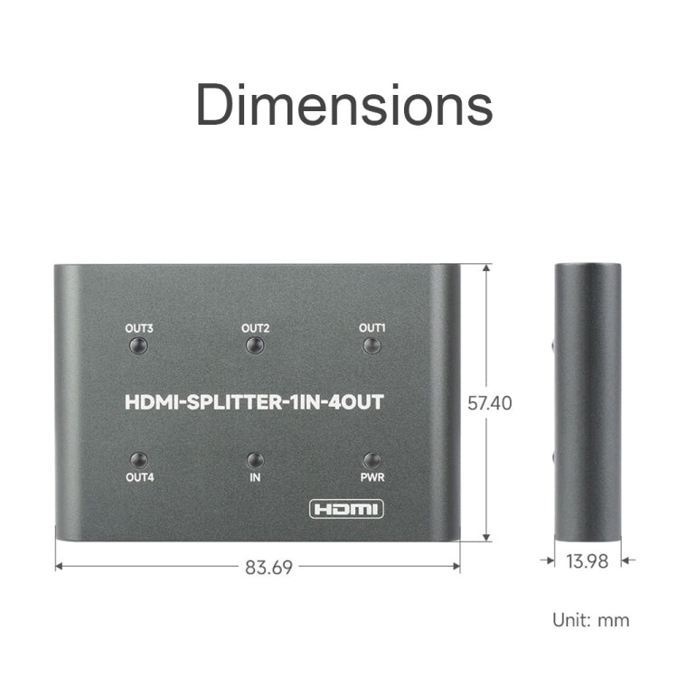 Waveshare 23738 Splitter HDMI 4K, 1 ingresso 4 uscite, condividi una sorgente HDMI, 23738