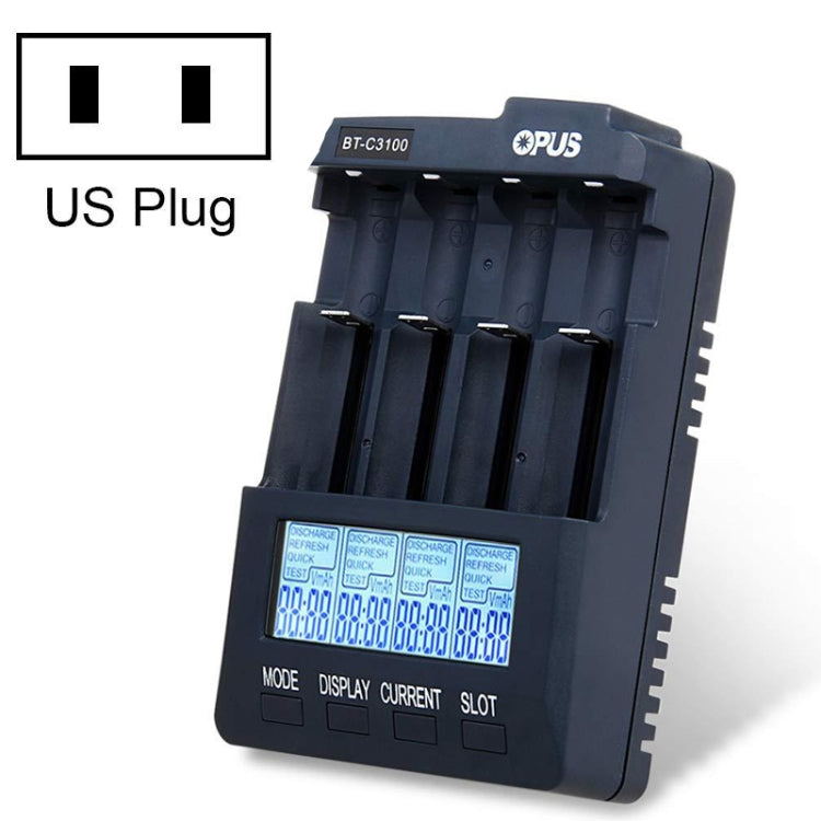 OPUS BT-C3100 Smart Smart Digital Caricabatteria intelligente a 4 slot, EU Plug, US Plug, UK Plug