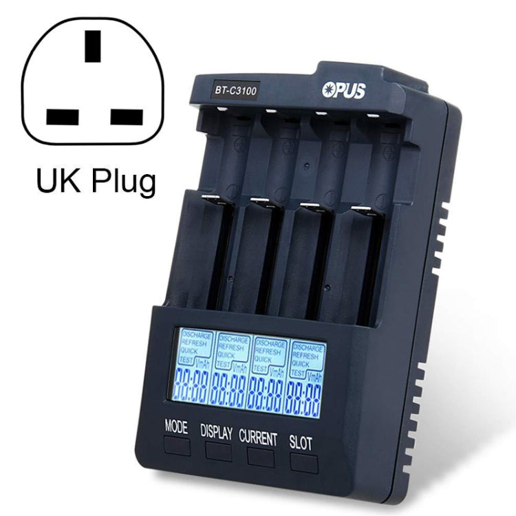 OPUS BT-C3100 Smart Smart Digital Caricabatteria intelligente a 4 slot, EU Plug, US Plug, UK Plug