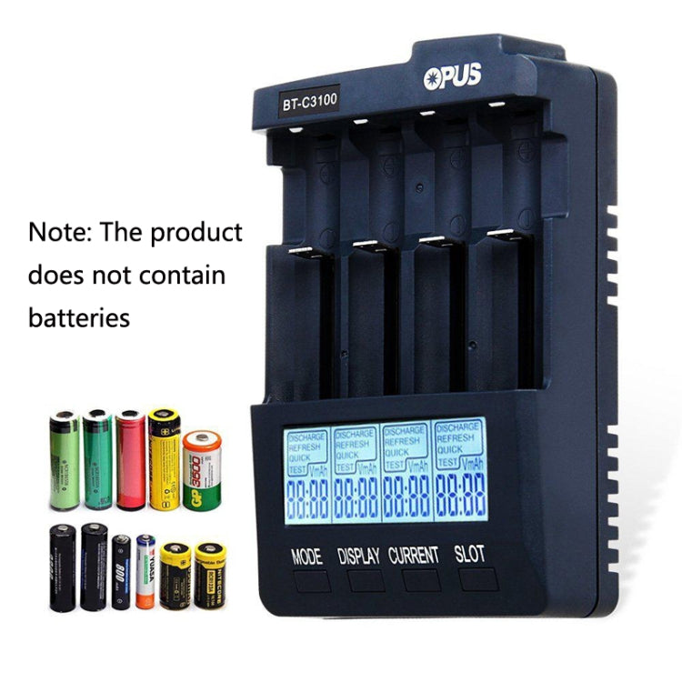 OPUS BT-C3100 Smart Smart Digital Caricabatteria intelligente a 4 slot, EU Plug, US Plug, UK Plug