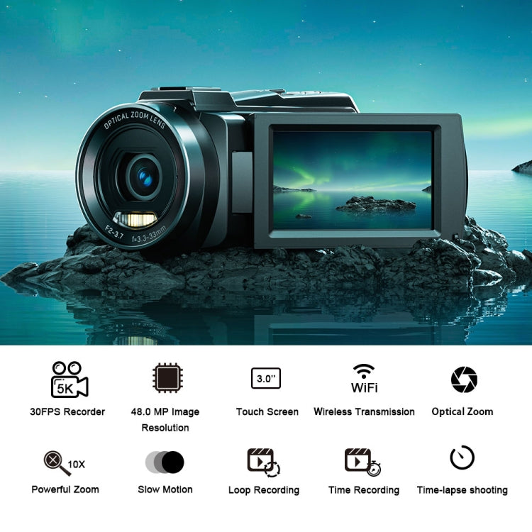 HDV265K 5K 30FPS 3,0 pollici HD digitale 3X zoom ottico telecamera DV per sport all'aria aperta, US Plug, EU Plug, UK Plug, AU Plug